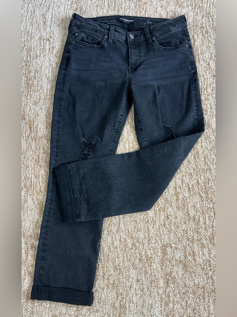 Liverpool | Women's Cuffed Jeans | Distressed Denim | Slim Boyfriend